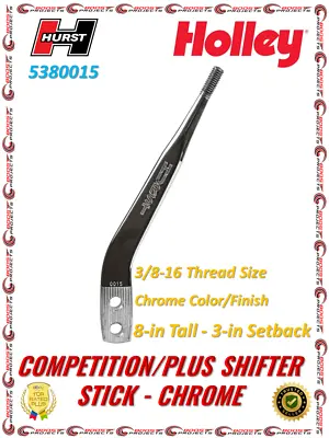 Hurst Chrome Competition Plus Shifter Stick 8-in Tall - 3-in Setback - 5380015 • $102.95