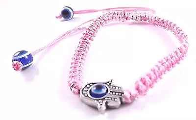 Hamsa Pink Silver Bracelet Evil Eye Charm Kabbalah Hand Fatima Judaica Chamsa • £2.95