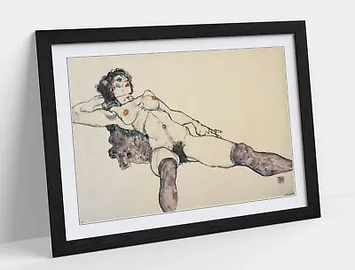 Egon Schiele Lying Female Nude -art Framed Poster Picture Print Artwork • £14.99