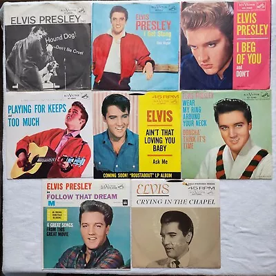 Rare Lot Of 8 Elvis Presley 45 RPM Records All NM 1960's Original Paper Sleeves • $69.99