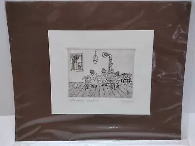 Vintage Hand Pulled Art Etching By Ed & Odette Gifford  Family Quilters  Ohio • $7.67