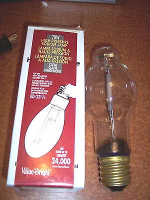  Value Bright 70 Watt Bulb High Pressure Sodium Lamp ED-23 1/2 Clear Bulb 91240 • $11.40