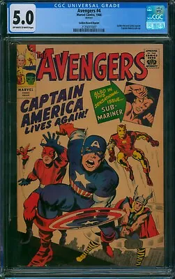 Avengers #4 Golden Record Reprint (1966) ⭐ CGC 5.0 ⭐ Captain America GRR Comic • $425