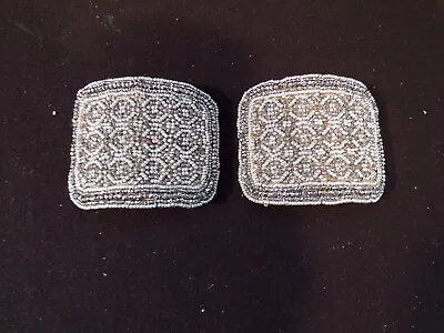 Pair Of Antique Holfast Beaded Shoe Clips - Buckles Made In France Victorian Era • $29.95