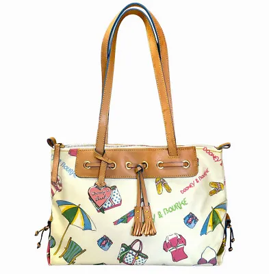 $89.50 • Buy Dooney & Bourke Miami Beach Leather Coated Canvas Rainbow Zip Shoulder Bag Purse