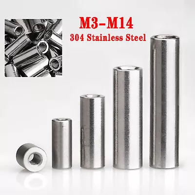 £2.58 • Buy M3-M14 Threaded Sleeve Rod Bar Stud Round Connector Nut A2 Stainless Long Nuts