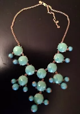 J. Crew Faceted Bubble Necklace Aqua Green Logo Tag 23   • $9.99