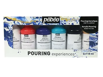 Pebeo Pouring Experience Acrylic Paint Liquid Colour Set 6 X 118ml Bottles • £19.45