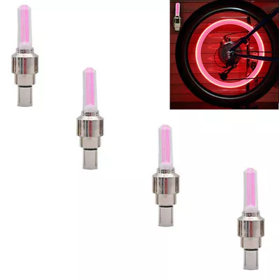 4x LED Light Tire Valve Cap Pressure Cover Flash Neon Lamp RED Lights Color • $7.03