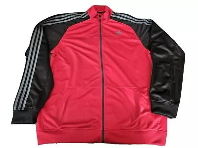 Adidas Jacket 2XL Red Black Gray Warm Up Track Suit Sweatshirt Full Zip Adult • $29.99