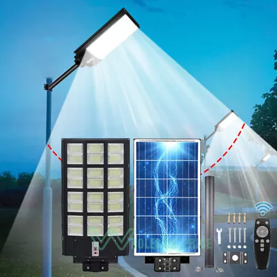 $27.99 • Buy 9900000000LM 1600W Solar Street Light Commercial Outdoor Security Road Lamp+Pole