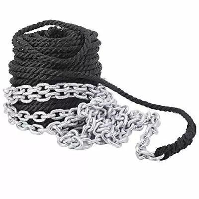 NovelBee 1/2 X300' 3 Strand Twisted Nylon Rope With 1/4  X 15' Galvanized Chain • $108.79