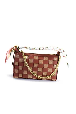 $107.99 • Buy ZAC Zac Posen Womens Scarf Handle Top Zip Woven Cork Crossbody Handbag Brown