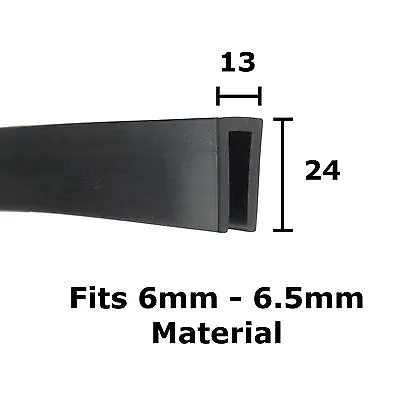 6mm Square Edge Rubber U Channel Trim Seal By THE METAL HOUSE - Per Metre • £6.99