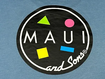 Maui And Sons Men's T-Shirt Short Sleeve - Size XL - EXTRA LARGE - BLUE- 2 SIDED • $8.35