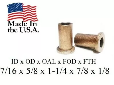 2pc 7/16 X 5/8 X 1-1/4  Bronze Flanged Bushing AMERICAN BRONZE - Made In USA • $6.70