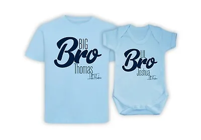 Personalised Matching Big Brother Little Brother Sibling T-Shirt Bodysuit Set • £23.95