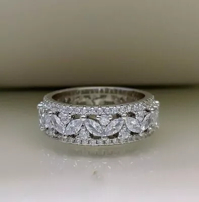 2.14ct Marquise Lab Created Diamond Full Eternity Womens Wedding Ring 925 Silver • $90.99