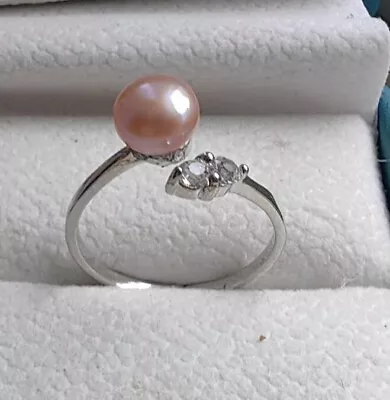 NEW AAAA 6.5-7.5 Mm  Natural South Sea PURPLE Stud Pearl Ring 925S • $2.25