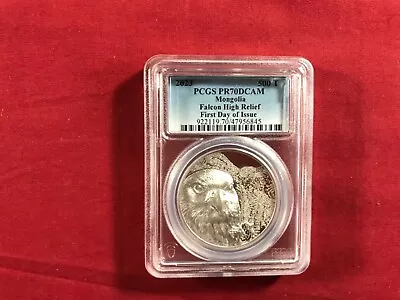 2023 Mongolia 1oz Silver Mongolian Falcon FDI  PCGS PR70DCAM Mintage 2500 • $143.10