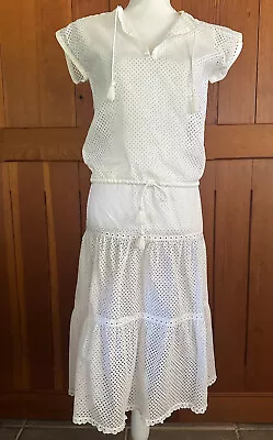 1960s VNTG COURREGES PARIS 2 Pc. FRENCH EYELET SUMMER DRESS~SEPARATES ~ Sz SM • $150