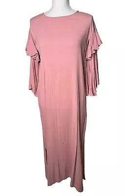 Mustard Seed Maxi Dress Sz Large Pink Ruffles Boho • $24.99