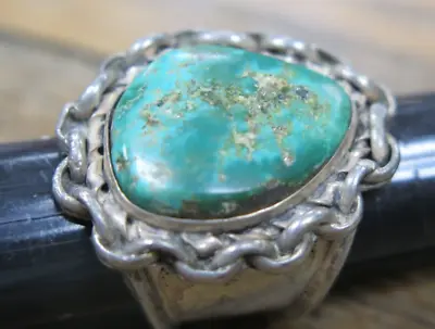 Vintage Sterling Silver Native American Turquoise Ring Sz 9 Handmade • $95