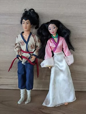 Vintage 90s Disney Mulan & Li Shang Matchmaker Magic Hair Dolls 1997 • £10