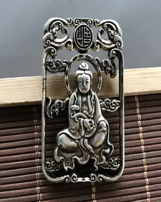 China Decorated Wonderful Miao Silver Carving Rare Kuan-yin Amulet Pendant • $2.54