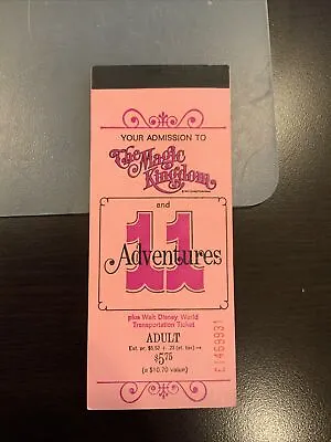 Disney World Magic Kingdom Ticket Book Cover 11 Adventures Used 1972 • $1.49