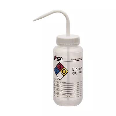 Ethanol Wash Bottle 500ml - Wide Mouth Pre-Labeled - LDPE - Eisco Labs • $11.69