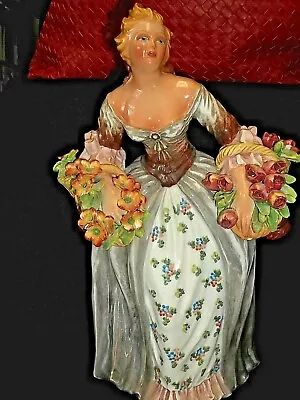 Capodimonte Mollica Figurine Lady W/ Basket Flowers Italy Signed • $149.99