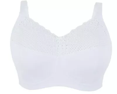 Glamorise COMFORT LIFT Bra 38F Wirefree Support ~Soft Breathable Lace~ White NEW • $22