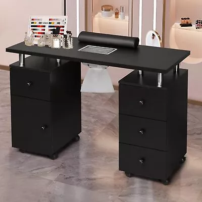 Manicure Table Nail Desk With Storage Drawers Dust Collector Lockable Wheels • $174.99