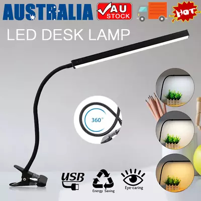 Modern Clip On LED Desk Lamp Eye Care USB Power Adjustable Clamp Dimmable Light • $15.59