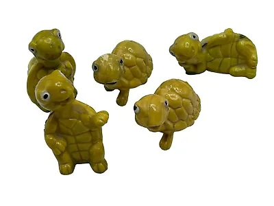 Vintage Miniature Hard Plastic Green Whimsical Turtles Figures Hong Kong Lot • $14