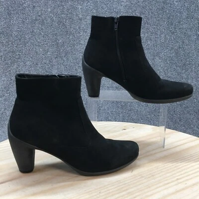 $107.99 • Buy Ecco Boots Womens 39 M Ankle Booties High Heels Casual Black Leather Side Zipper