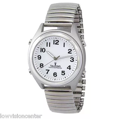 Men's Deluxe Talking Watch Silver Tone With Bracelet Band For The Blind Speaks • $59.90