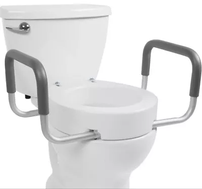 Toilet Seat Riser With Arms Grab Bar Seat For Seniors For Elongated Toilet Seat • $29.99