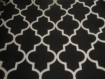 Outdoor Upholstery Moroccan White On Black Waterproof Canvas Fabric 60  Wide • $9.97
