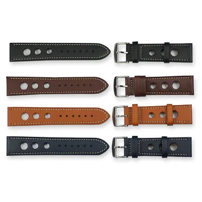RALLY RACING STRAPS GENUINE QUALITY Leather Mens Watch Strap Stitched 20mm- 24mm • £10.95