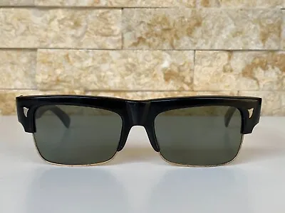 Vintage Master Club Sunglasses Art Deco Squared Italian 1960's Black Green Men's • $250