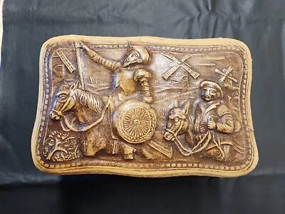$19.99 • Buy 60's Vintage Jeype Leather Trinket Jewelry Box Chest DON QUIXOTE Spain NO KEY