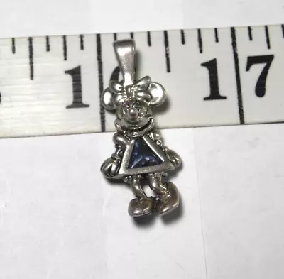 Vintage Disney Sterling Silver Blue Birthstone Minnie Mouse Pendant • $18