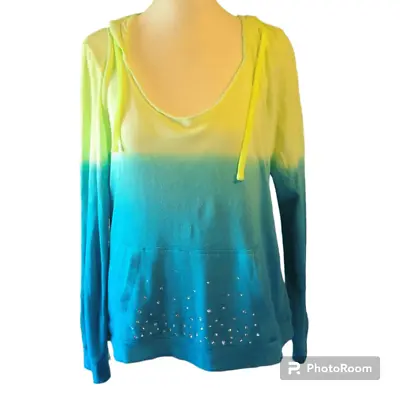 VENUS Ombre Yellow Teal Hoodie Size Small • $16