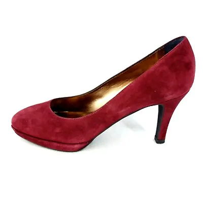 Mascaro Elegant Women's Shoes Pumps Suede Bordeaux Red Size 375 Np 159 New • £66.96