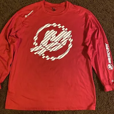 Mercury Marine Boats Shirt Pullover Long Sleeve Mens L Red White Polyester EUC • $22.30