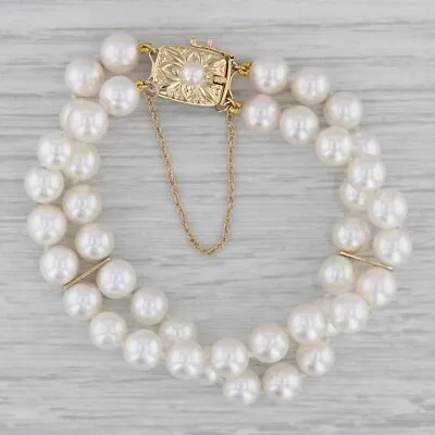 Mikimoto Cultured Pearl Strand Bracelet 18k Yellow Gold 6.5  • $2499.99