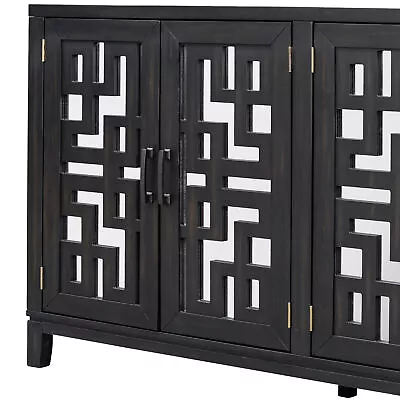 TREXM Retro 4-Door Mirrored Buffet Sideboard With Metal Pulls • $485.34