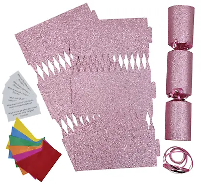 Christmas Cracker Kit 6 Make Your Own Crackers Hats PINK GLITTER  • £4.99